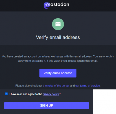 The Verify email address button will be in an email which you receive after signing up