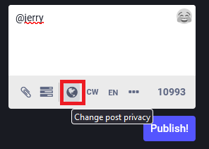 Change post privacy button - Mastodon web UI